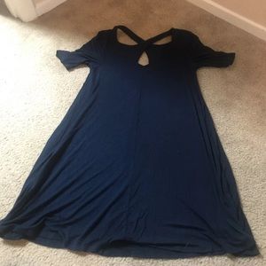 Navy blue cotton dress with 1/2 sleeve